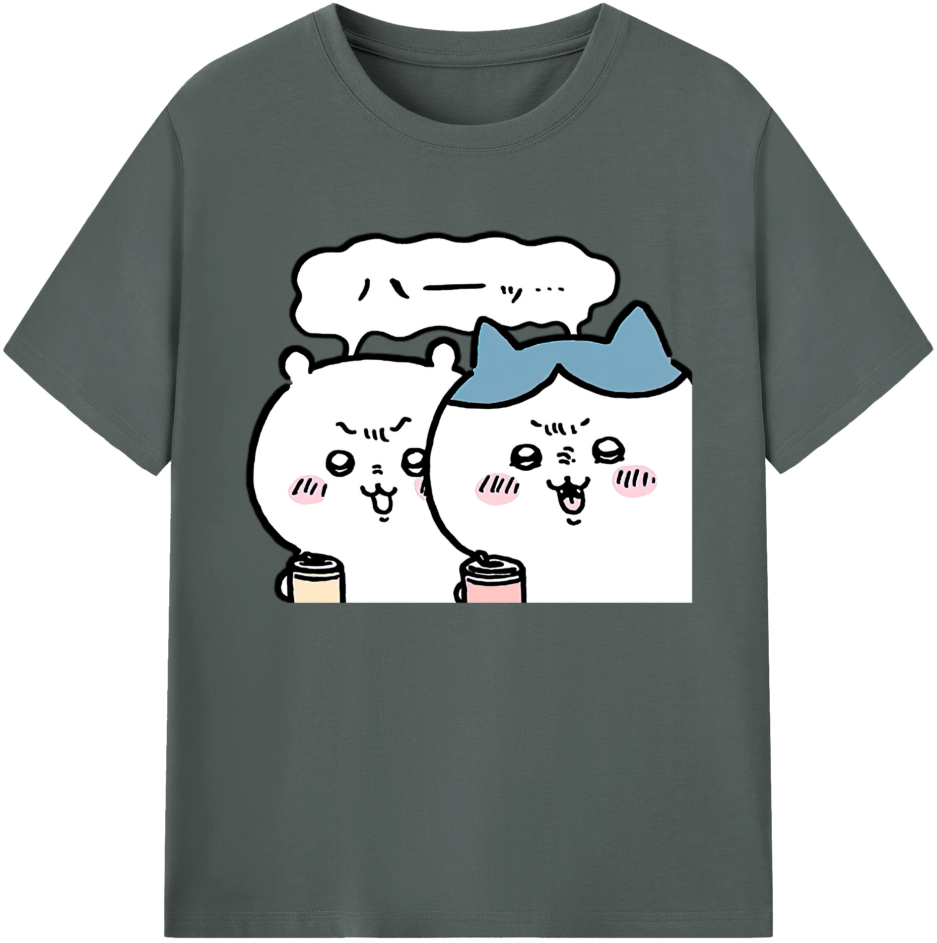 （画像用） ちいかわ ハチワレ Chii-kawa hachiware 綿100％ メンズ半袖Tシャツ｜肌触りやわらか＆通気性